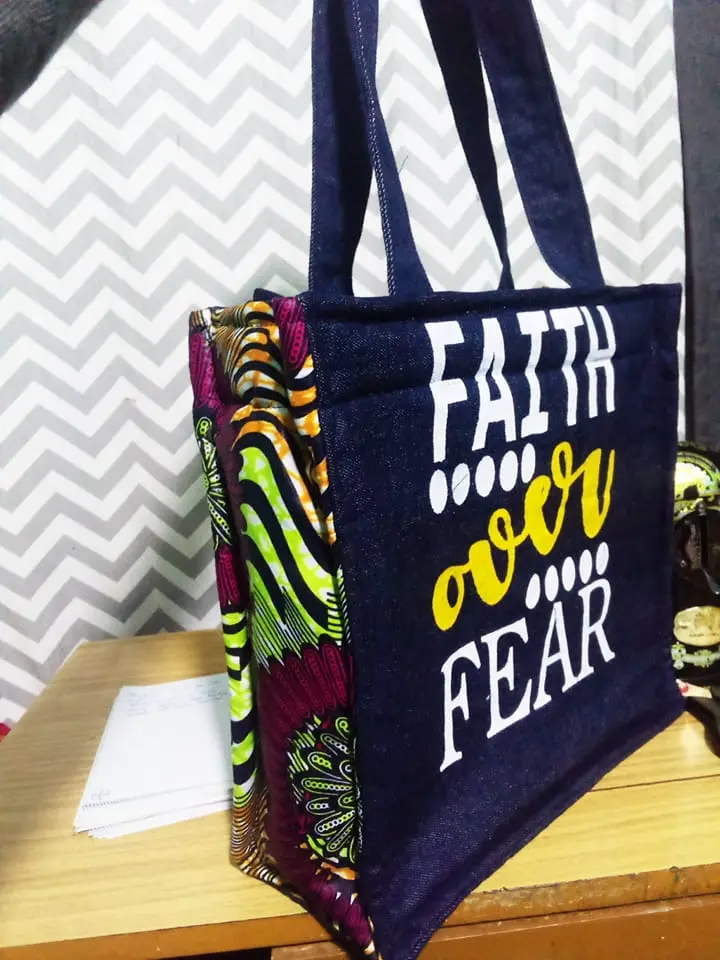 Ankara Tote Bag Fitted with Jeans